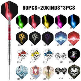 Dart Flights, 20 Sets 60 Pieces PET Standard Dart Accessories Perfect for Soft and Steel Tip Darts