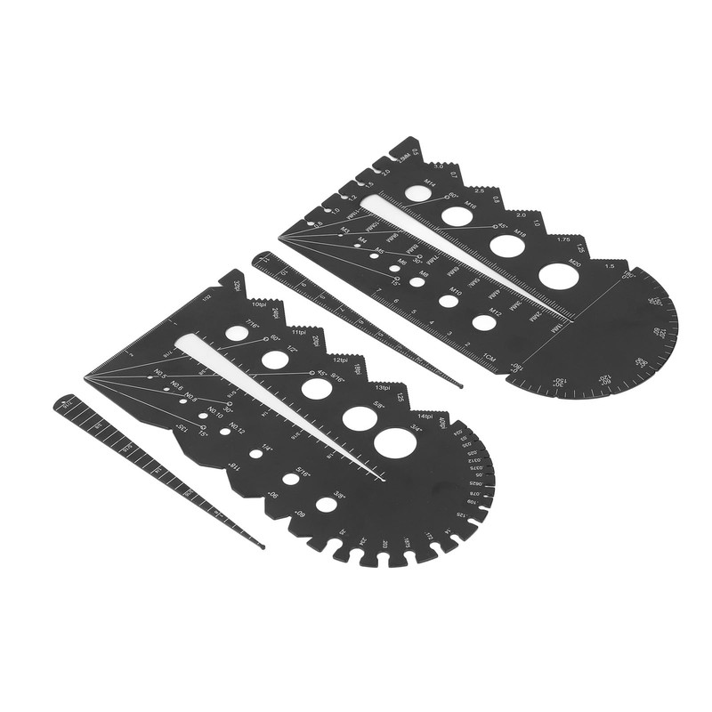 Thread Pitch Gauge Black Aluminum Alloy Metric Imperial Multi-Gauge Measuring