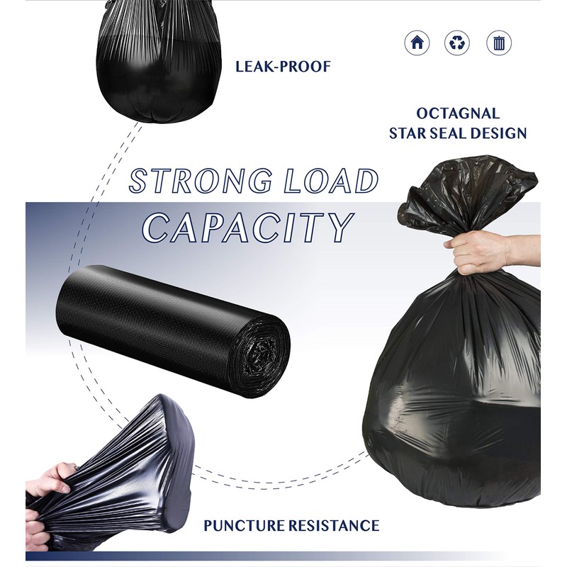 FORID Small Black Trash Bags, 4 Gallon Garbage Bags, 220
