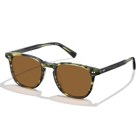 CARFIA Vintage Polarised Sunglasses for Men UV Protection Driving Glasses with Rectangular Acetate Frame, P11 tea strip-brown, M