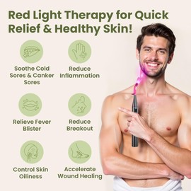 Cold Sore Treatment for Lips, 3-in-1 Wireless Infrared Red Light Therapy Treatment Inside Mouth, Red Light Therapy for Face, Infrared Blue Light Therapy for Fast Recovery, Pain Relief, Skin Health.