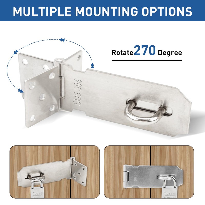 SUS304 Stainless Steel Shed Lock Hasp Door Lock with Padlock,