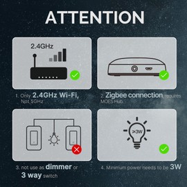 MOES Zigbee Smart Switch 3 Gang, No Neutral Wire Required, Inteligente Single Pole Light Switches, Work with Alexa Google Assistant, Remote Control, Require MOES Zigbee Hub