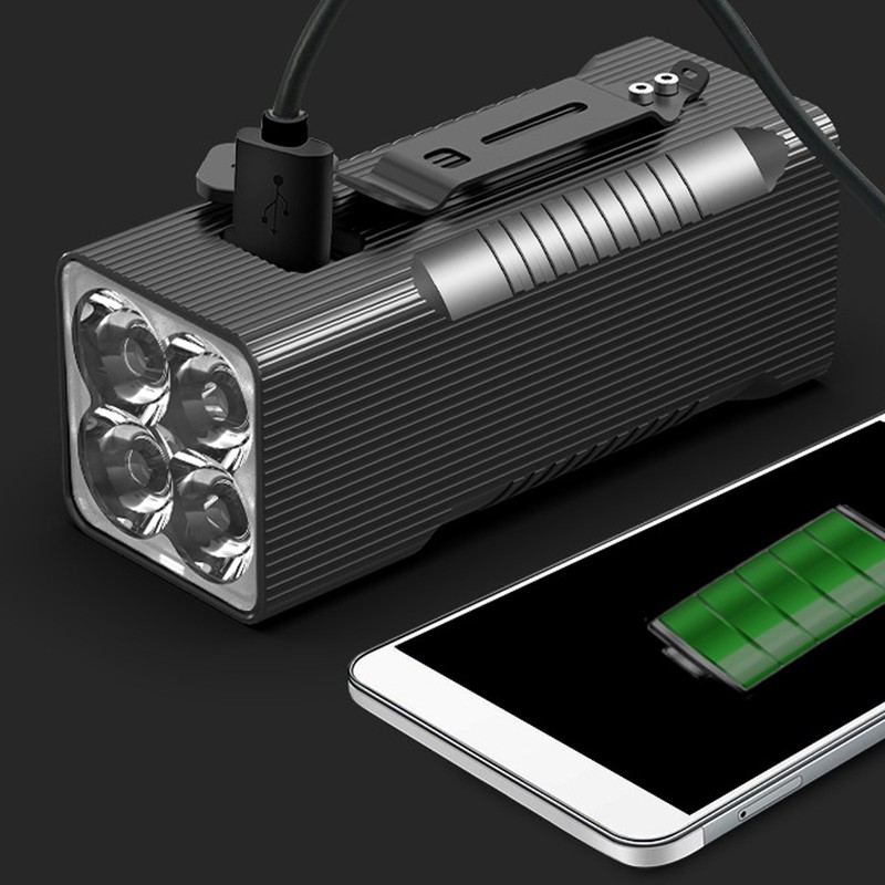 Outdoor Emergency Flashlight Portable Cycle Light USB Rechargeable High Power