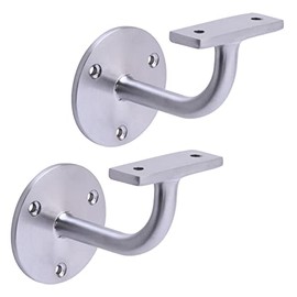 HANDLEZONE® 2 Pack Heavy Duty Handrail Bracket for Stair Bannister, Wood and Steel Handrail - Satin Chrome