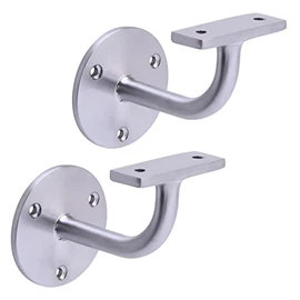 HANDLEZONE® 2 Pack Heavy Duty Handrail Bracket for Stair Bannister, Wood and Steel Handrail - Satin Chrome