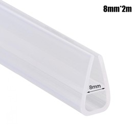 2 m Shower Seal, U Shape Bathroom Seal, Bathroom Door Sealing Strip, Transparent Window Gap Seal for Shower Cubicle, Shower Screen, Glass (8 mm)