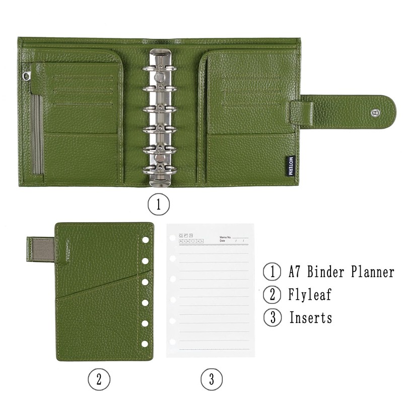 Moterm Pocket Luxe Rings Planner - Genuine Leather Binder Organizer