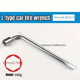 Mautopily L-Type Wheel Brace，19mm Carbon Steel Tire Wrench