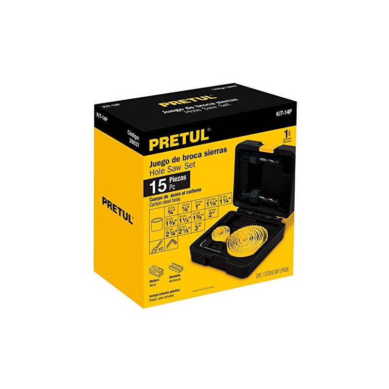 Pretul KIT-14P, Juego de brocasierras de acero al carbono, 15