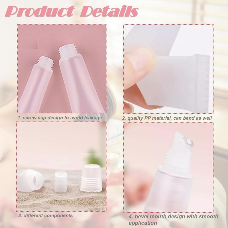 40Packs 15ML Empty Lip Gloss Tubes Clear Squeeze Lip Containers