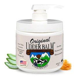 Original Udder Balm Unscented Pump Jar - Made in USA - Hypoallergenic, Dry Skin Relief for Hands, Feet & Face, Moisturizer for Sensitive, Cracked Dry Skin, 16 Fl Oz