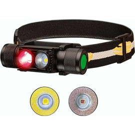 weneasker Led Kopflampe mit Rotlicht, Wiederaufladbare stirnlampe D25LR Super helles Kopflicht Usb C Taschenlampe Stirnlampen mit 90 Hoch CRI Hellweißem und 660 nm Tiefrotem Licht für Joggen, Campen