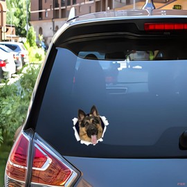 TIZIKJ Autoaufkleber Deutscher Sch?ferhund 22Cm German Shepherd Car Stickers Haustier Hund Zerrissenes Aufkleber Reflektierende Wasserfester Autoaufkleber Auto Sto?stange Kofferraum Heckscheibe Dekor D2005#
