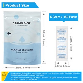 Silica Gel Packs – 150 Packs 5 Gram Desiccant Packs, Moisture Absorbers for Food Storage with Color Indicating, Premium Food Grade Silica Packets for Spices, Jewelry, Shoes, Electronics