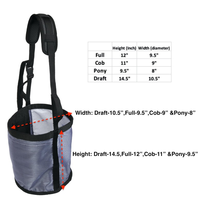 Majestic Ally Horse Feed Bag, Heavy Duty Nylon Mesh Grain