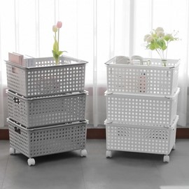 Large capacity convenient handle laminated wheel basket small/medium/large Randy Basket So-White