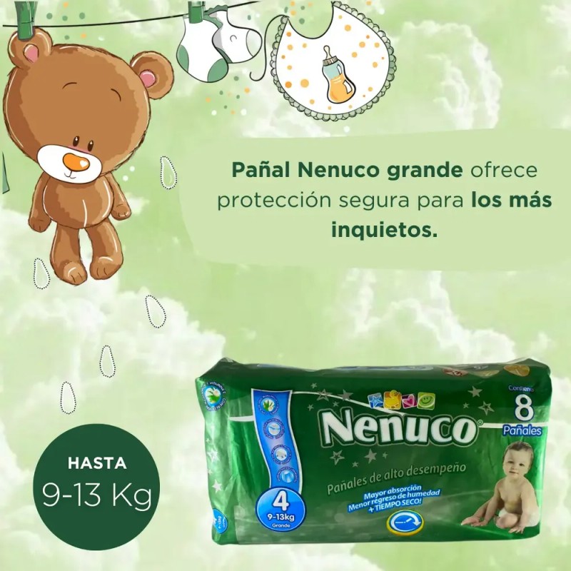 Pañal Nenuco Grande Para Bebé 9-13 Kg Etapa 4