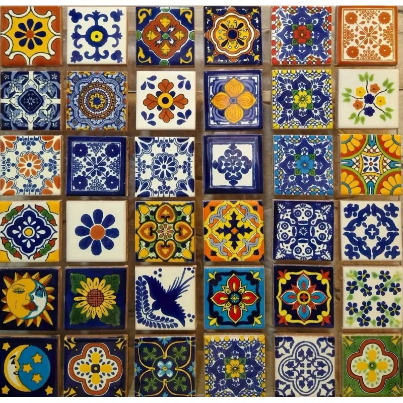 Escanver Azulejo Talavera 5x5 Cm Pequeño 45 Piezas Surtido Confeti