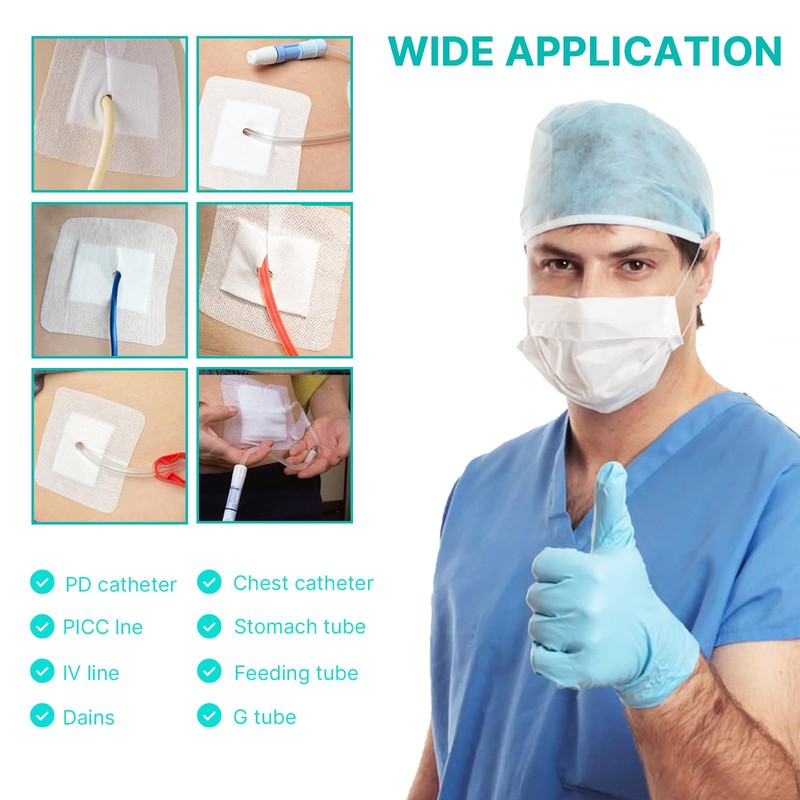 Split Drain Adhesive Bandages 4" x 4" Pre-Cut for Feeding