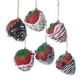 The Bridge Collection Chocolate Covered Strawberry Ornaments - Set of 6 - Assorted Foam Squishy Chocolate Strawberries Ornaments - Candy Food Decor