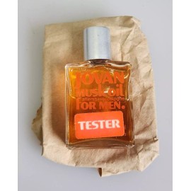 Jovan Vtg 1974 JOVAN MUSK OIL Men Aftershave Cologne 1/2 FL OZ TESTER & DISPLAY STAND