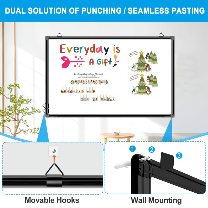 H-Qprobd 48"x24" Magnetic White Board Dry Erase Wall Mount Whiteboard