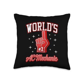 #1 AC Mechanic World's Number One AC Mechanic Foam Finger Throw Pillow