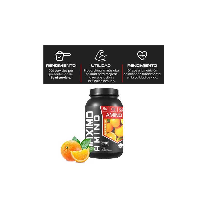 Aminoácidos Maximo 1 Kg 200 Servicios Varios Sabores
