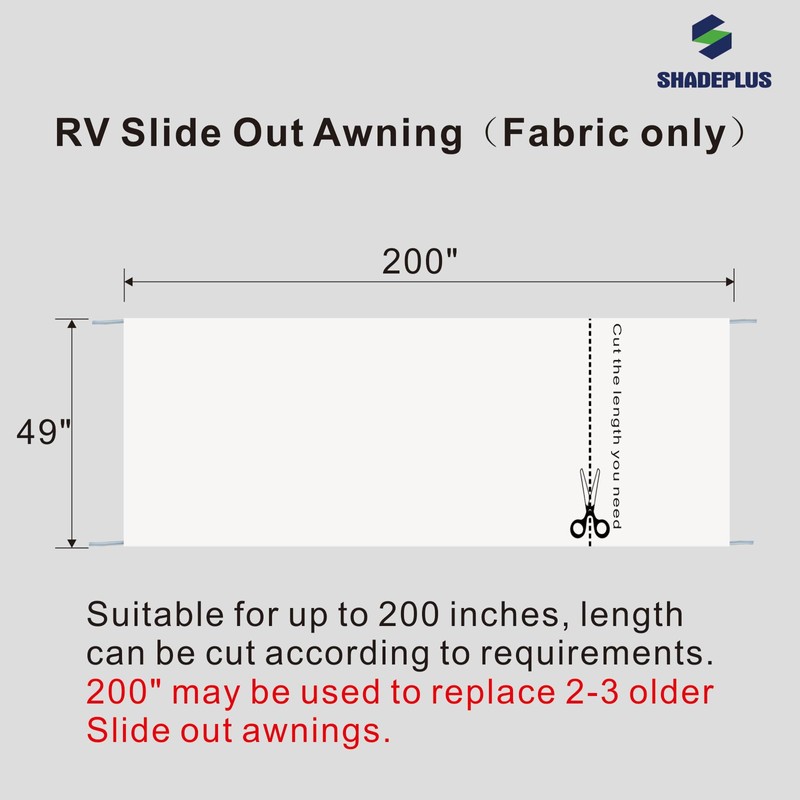 SHADEPLUS RV Slide Out Awning Fabric Replacement RV Slide Topper