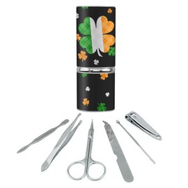 GRAPHICS & MORE St. Patrick's Day Irish Flag Shamrock Stainless Steel Manicure Pedicure Grooming Beauty Care Travel Kit