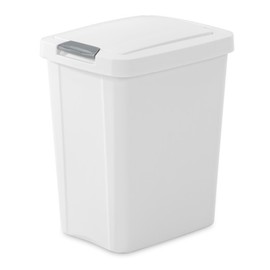 Sterilite 7.5 Gallon TouchTop Wastebasket with Lid That Opens with Touch, Conceals Trash in The Kitchen, Bathroom, Mudroom or Office, White, 8-Pack