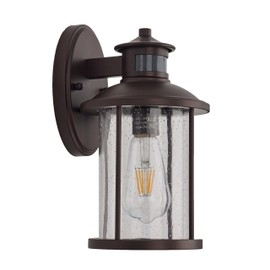 MICSIU 11.5 Inch Motion Sensor Exterior Wall Light Fixture, Dusk to Dawn Outdoor Wall Sconce with Clear Seedy Glass, Oil Rubbed Bronze Outside Light for House, Front Porch, Garage, Walkway