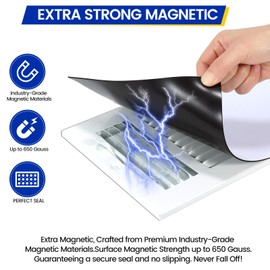 Seatern Magnetic Vent Covers, Extra Strong Magnets, 8" x 12" (4 Pack) Ultra Thick 60mil, Complete Seal, Air Vent Covers for Home Floor, Ceiling, Wall Registers, HVAC, AC, RV, and Heater Vents