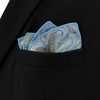 SHLAX&WING Men's Paisley Pattern Silk Ultra Large Blue Pocket Square