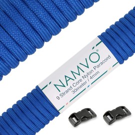 Namvo Mil Spec Type III Nylon Parachute Cord, 9 Inner Strands Strong Breaking Strength 4 mm Diameter 100 Feet 550 Paracord Blue