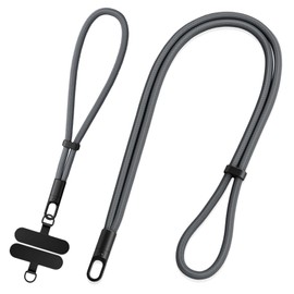 Phone Lanyard Crossbody Strap, Phone Wrist Strap, Anti Theft Phone Strap + 2pcs Patch fit Most Cell Phones (Grey)