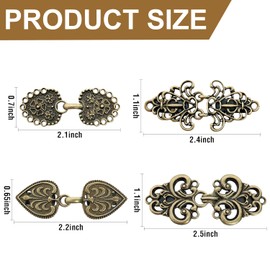 GYGYL 4 Pieces Vintage Sweater Shawl Clips Retro Cardigan Collar Clips Dress Shirt Brooch Clips for Women Wearing, 4 Styles-Bronze