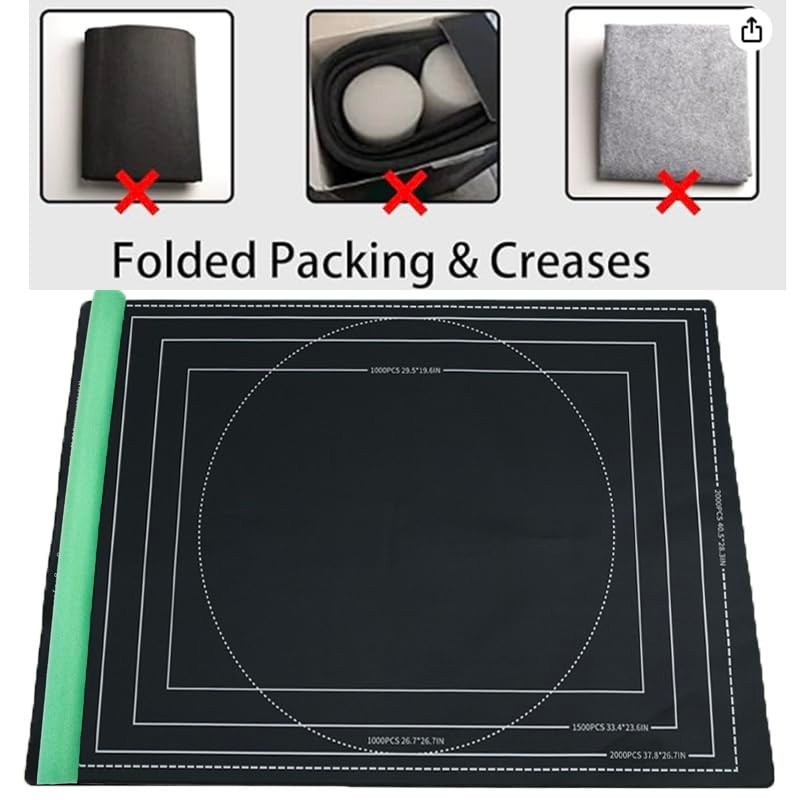 Premium Jigsaw Puzzle Mat Roll-Up Design Non-Crease Rubber Surface, Accommodates