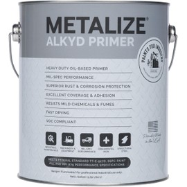 METALIZE Industrial Alkyd Primer, Steel Metal Iron Machinery, (Flat Gray) 1 Gallon, 8-HES-1126