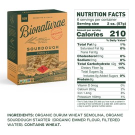 Bionaturae Sourdough Organic Fusilli Pasta - Italian Pasta Noodles, Spiral Pasta, Spiral Noodles, Fusilli Pasta Noodles, Corkscrew Pasta - 12 Ounce (Pack of 4)