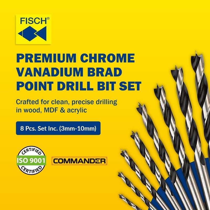 Fisch Brad Point Drill Bit Set – for Wood, MDF