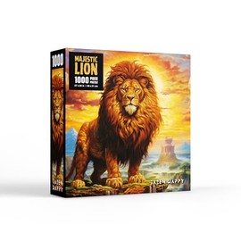 Jigsaw Puzzle for Adults and Families - 1000 Pieces - Majestic Lion - Jazen Happy - 27x20 inch - Poster Included Puzzle
