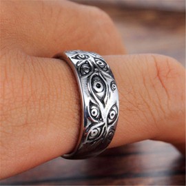 PAURO Men's Stainless Steel Vintage Eye of God Ring Size S