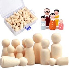 Camelize Wooden Figures Dolls, Pack of 50 Unfinished Wooden Family Figures, DIY Natural Wooden Figures Wedding for Birthday Decoration Painting Crafts