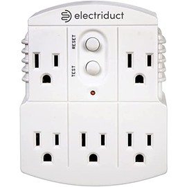 Electriduct 5-Outlet GFCI Wall Adapter, 15 Amp Grounded 3-Prong Automatic Reset GFI White