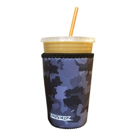 Koverz Iced Coffee Sleeve, Insulated Neoprene Cup Sleeve, Fits a 24 Oz. Coffee Cup, Washable and Reusable, Iced Coffee Accessories, Medium Black Camo