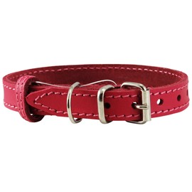 Genuine Leather Dog Collar for Smallest Dogs and Puppies 3 Sizes Pink