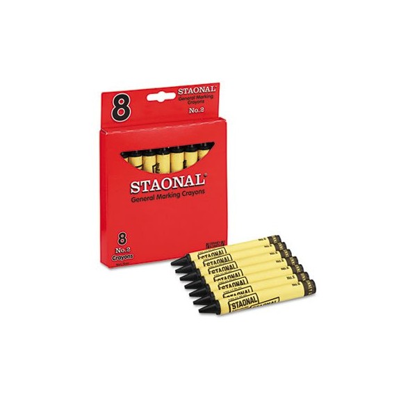 Staonal Marking Crayons Black 8/Box Sold as 1 Box