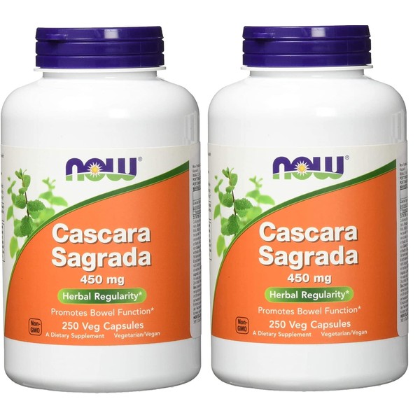 Cascara Sagrada, 450 mg, 250 Caps by Now Foods (Pack of 2)